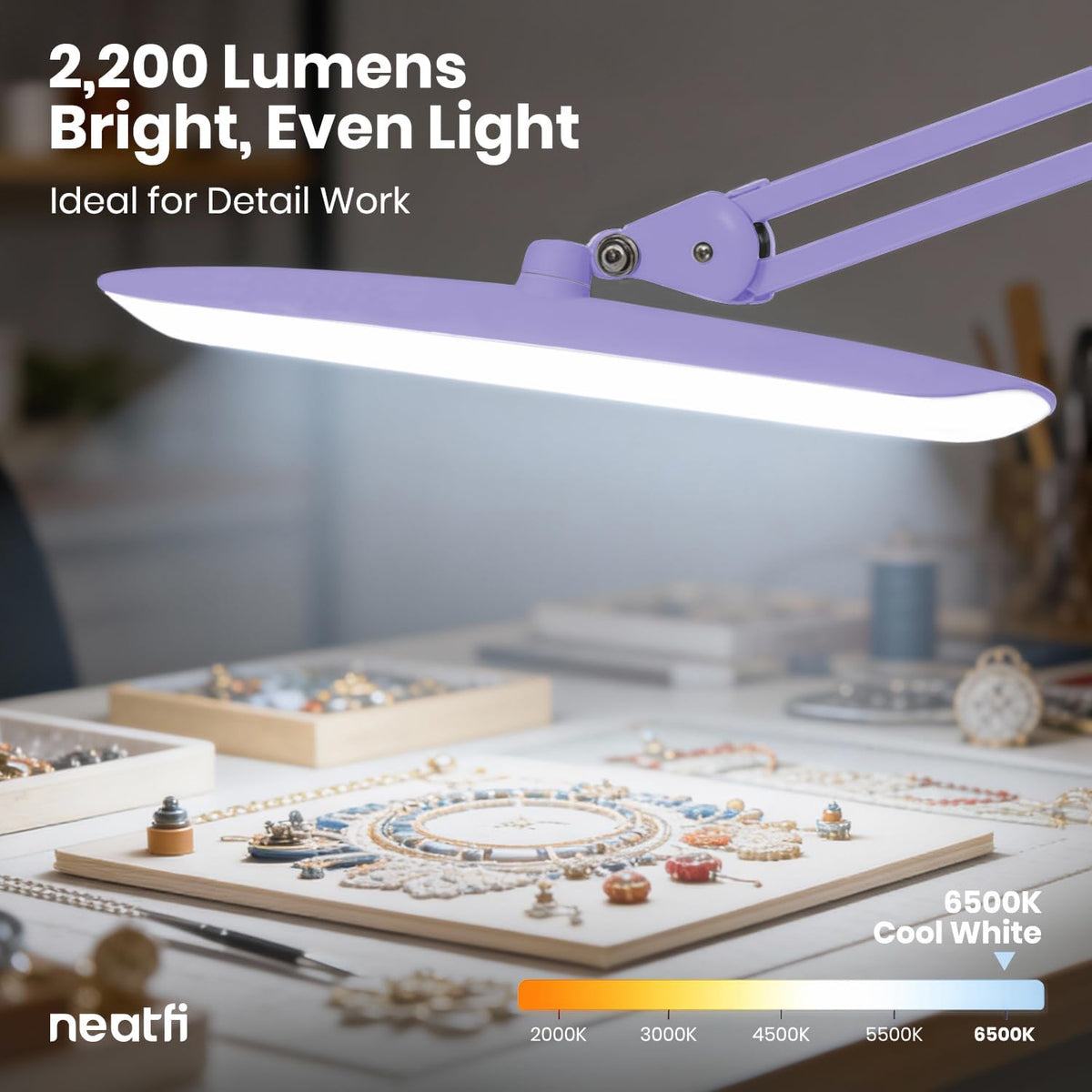 LED Desk Lamp, 2200 Lumens, 24W, 20-Inch Wide Head (Black)