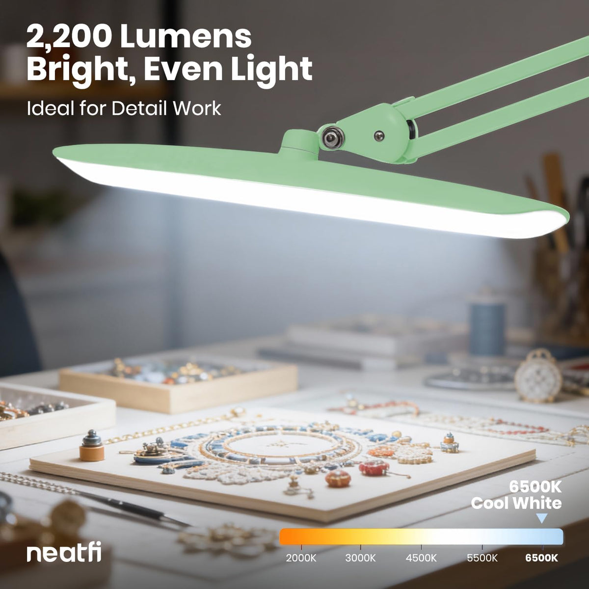 LED Desk Lamp, 2200 Lumens, 24W, 20-Inch Wide Head (Black)