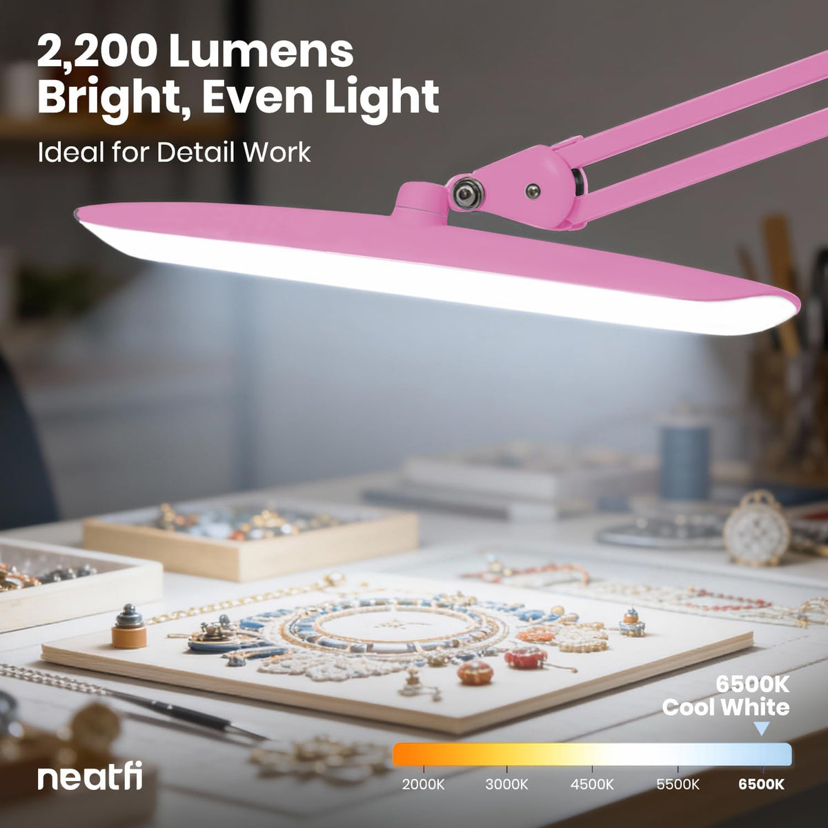LED Desk Lamp, 2200 Lumens, 24W, 20-Inch Wide Head (Black)