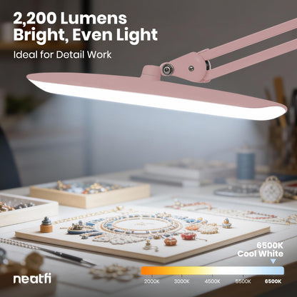 LED Desk Lamp, 2200 Lumens, 24W, 20-Inch Wide Head (Black)