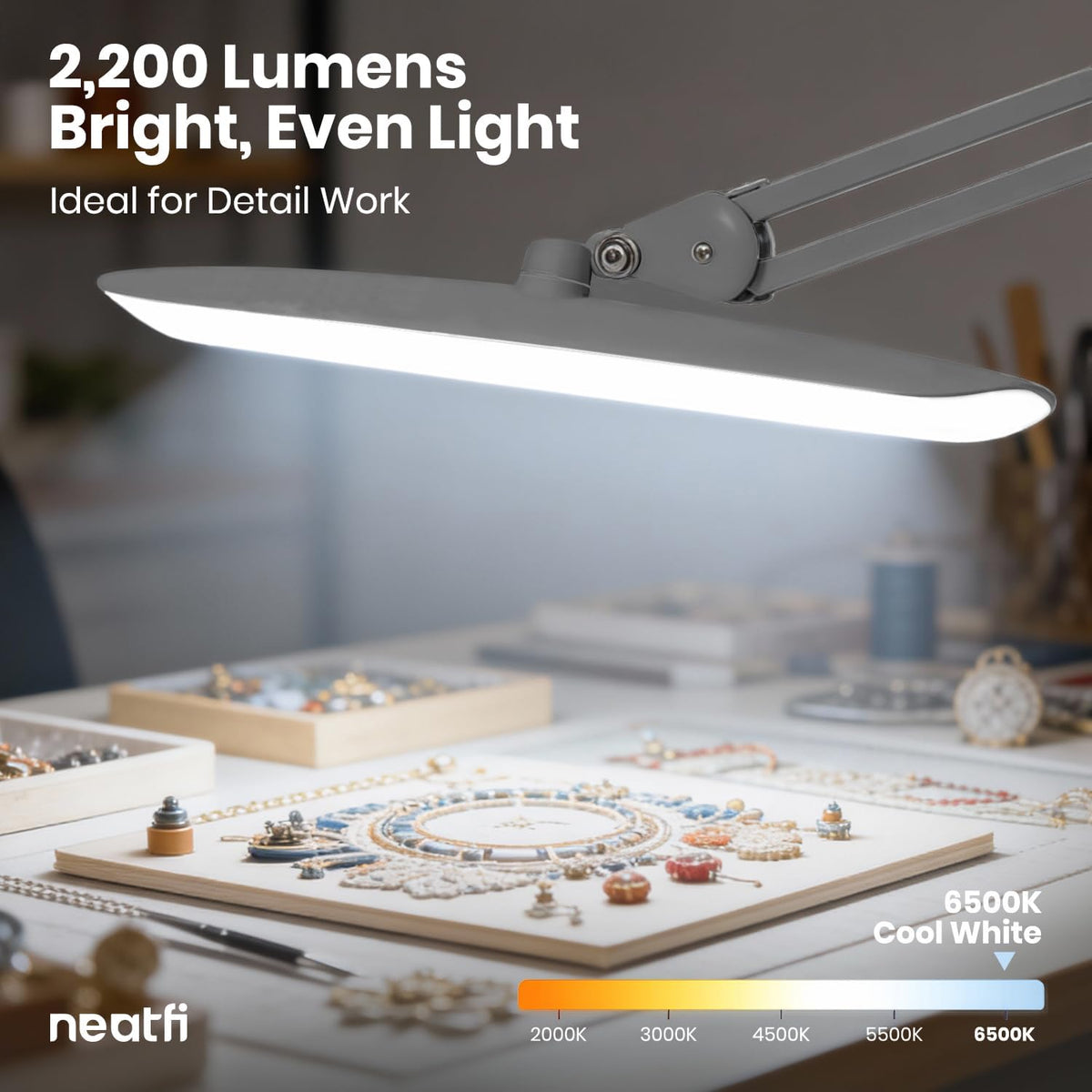 LED Desk Lamp, 2200 Lumens, 24W, 20-Inch Wide Head (Black)