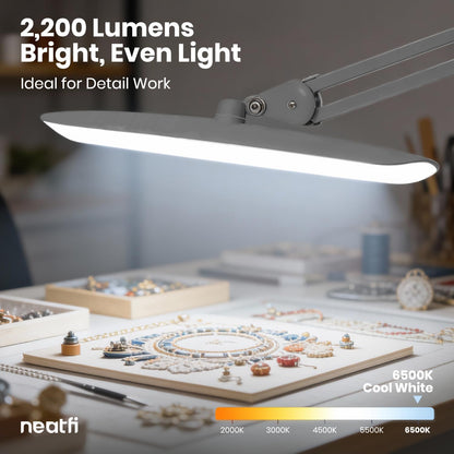 LED Desk Lamp, 2200 Lumens, 24W, 20-Inch Wide Head (Black)
