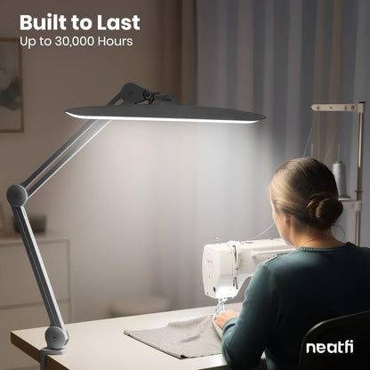 LED Desk Lamp, 2200 Lumens, 24W, 20-Inch Wide Head (Black)