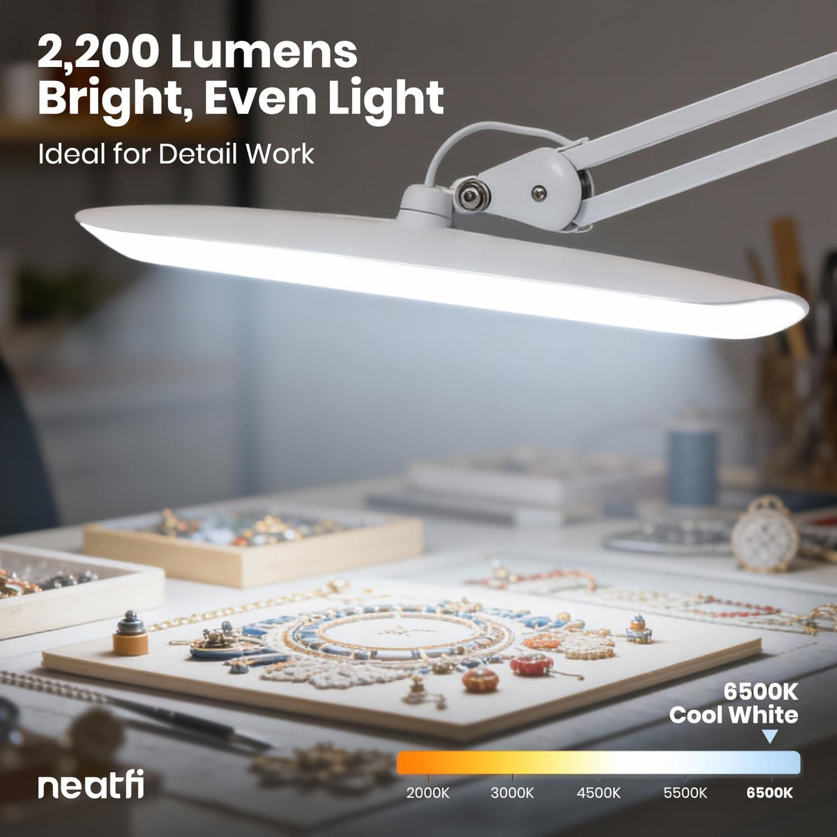 LED Desk Lamp, 2200 Lumens, 24W, 20-Inch Wide Head (Black)