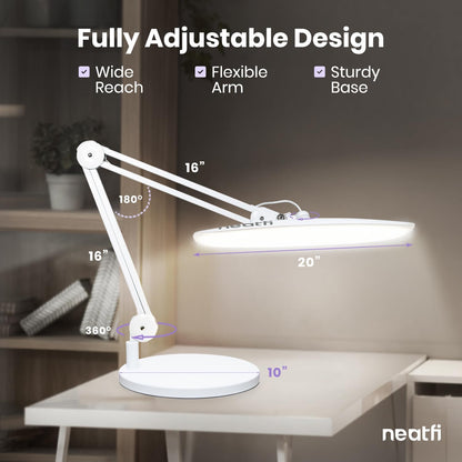 LED Desk Lamp, 2200 Lumens, 24W, 20-Inch Wide Head (Black)