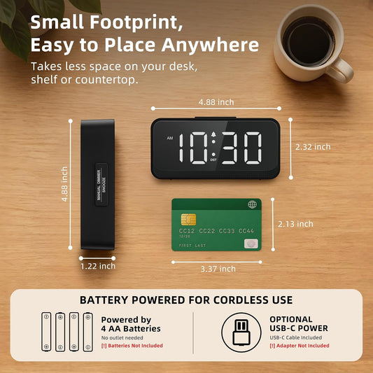 Battery Operated Small Alarm Clock: Compact Cordless Design