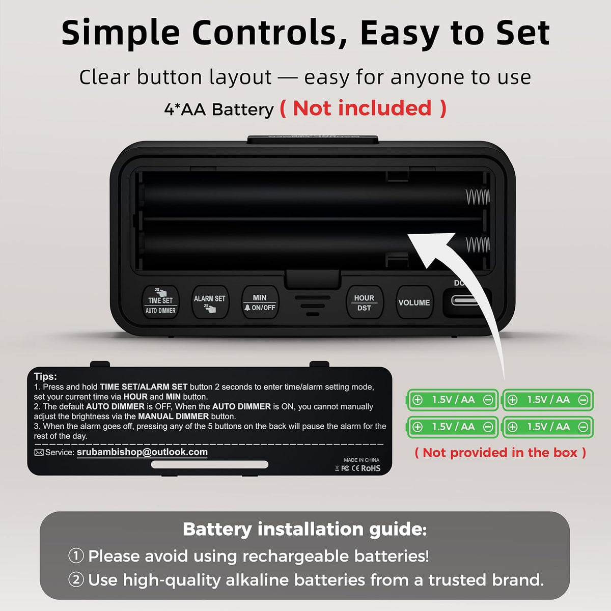 Battery Operated Small Alarm Clock: Compact Cordless Design
