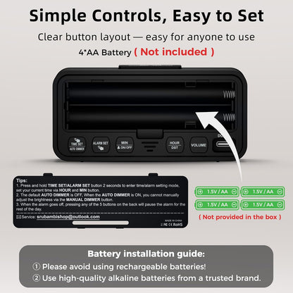 Battery Operated Small Alarm Clock: Compact Cordless Design