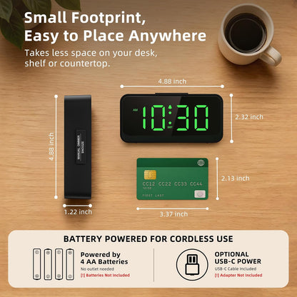 Battery Operated Small Alarm Clock: Compact Cordless Design