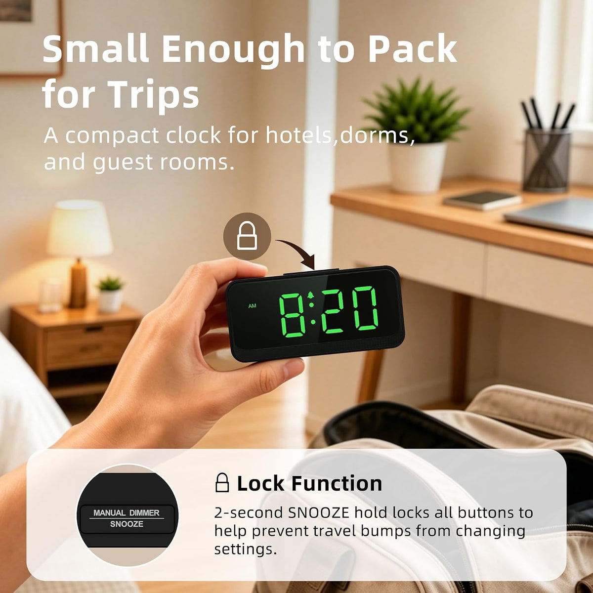 Battery Operated Small Alarm Clock: Compact Cordless Design