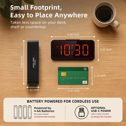 Battery Operated Small Alarm Clock: Compact Cordless Design