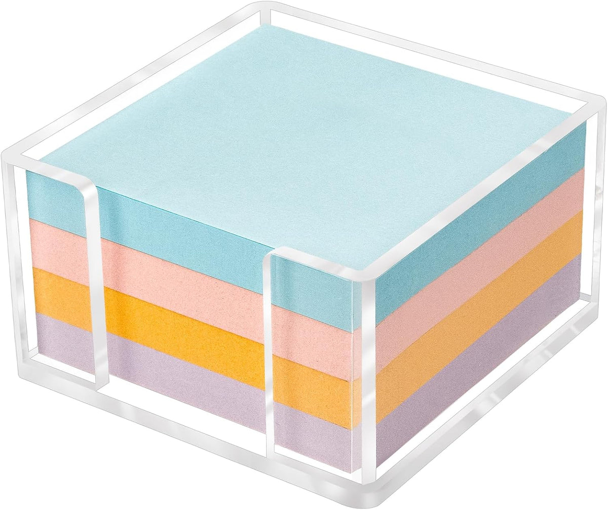 Acrylic Sticky Note Holder, 3 x 3 Crystal Clear Sticky Note Dispenser Acrylic Notepad Holder for School Home Office Desk Organization