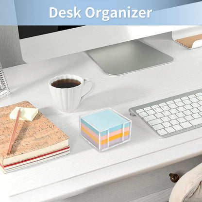 Acrylic Sticky Note Holder, 3 x 3 Crystal Clear Sticky Note Dispenser Acrylic Notepad Holder for School Home Office Desk Organization