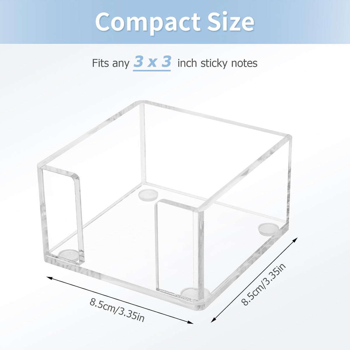 Acrylic Sticky Note Holder, 3 x 3 Crystal Clear Sticky Note Dispenser Acrylic Notepad Holder for School Home Office Desk Organization