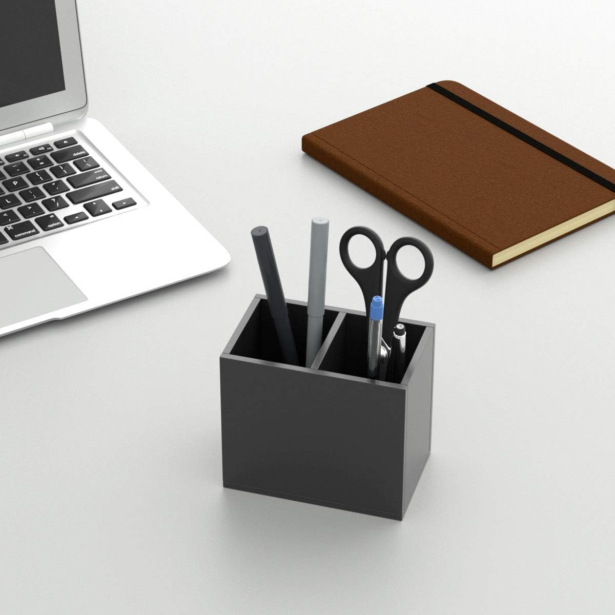 Acrylic Pen Holder 4 Compartments, Clear Desk Pencil Organizer Cup