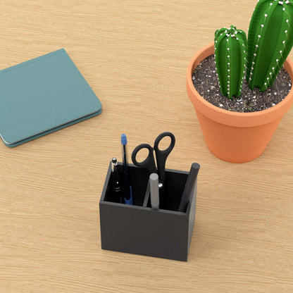 Acrylic Pen Holder 4 Compartments, Clear Desk Pencil Organizer Cup
