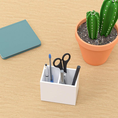 Acrylic Pen Holder 4 Compartments, Clear Desk Pencil Organizer Cup