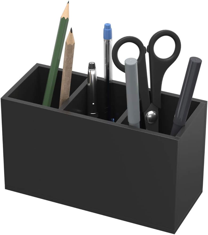 Acrylic Pen Holder 4 Compartments, Clear Desk Pencil Organizer Cup