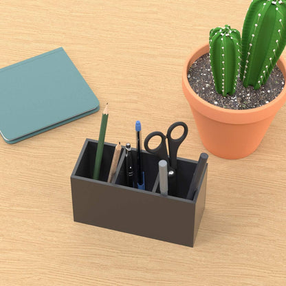 Acrylic Pen Holder 4 Compartments, Clear Desk Pencil Organizer Cup