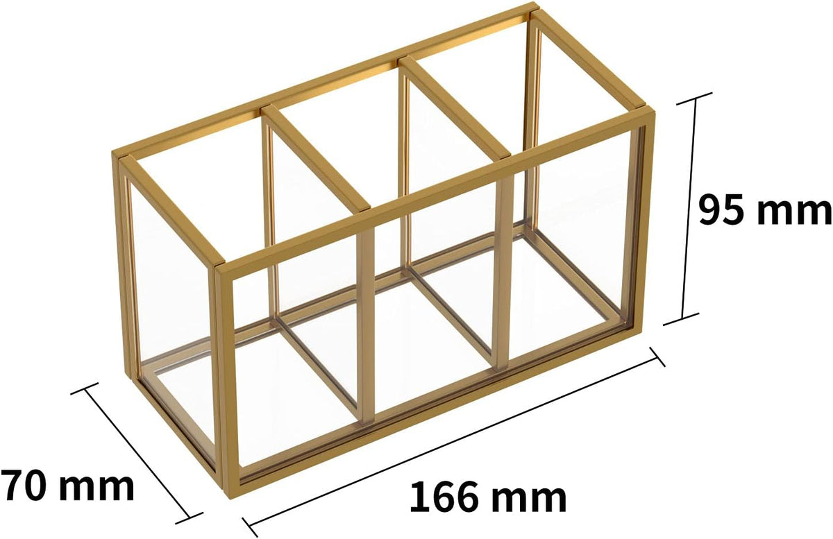 Acrylic Pen Holder 4 Compartments, Clear Desk Pencil Organizer Cup