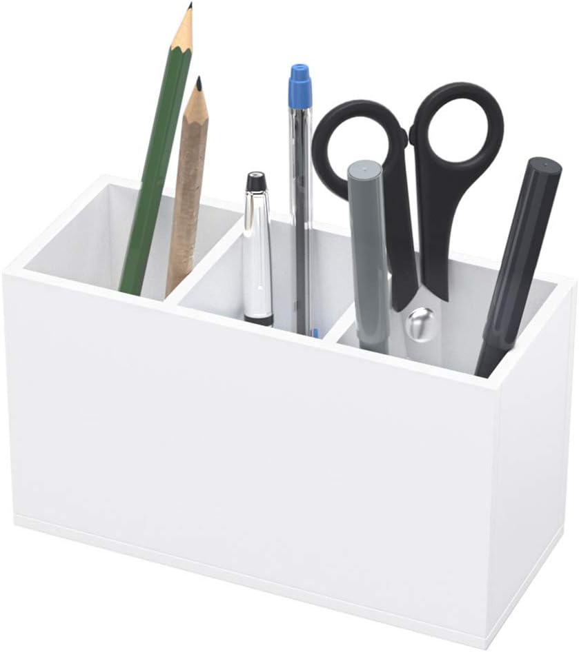 Acrylic Pen Holder 4 Compartments, Clear Desk Pencil Organizer Cup