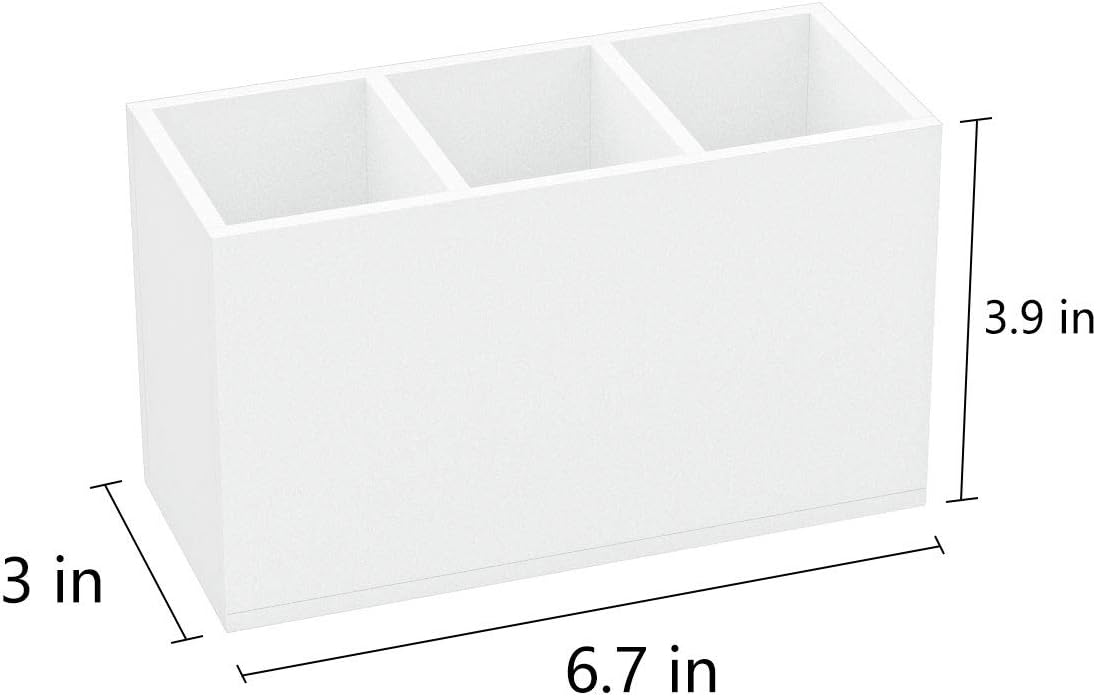 Acrylic Pen Holder 4 Compartments, Clear Desk Pencil Organizer Cup