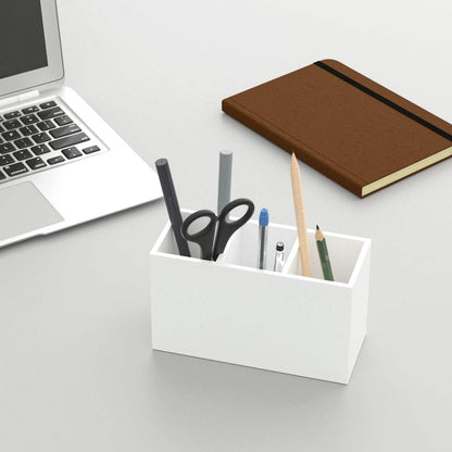 Acrylic Pen Holder 4 Compartments, Clear Desk Pencil Organizer Cup