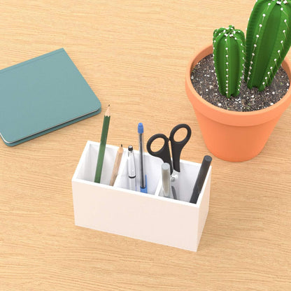 Acrylic Pen Holder 4 Compartments, Clear Desk Pencil Organizer Cup