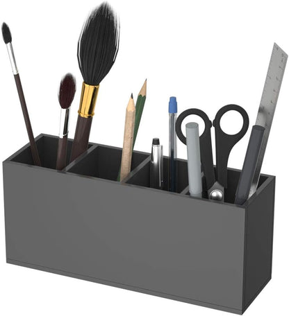 Acrylic Pen Holder 4 Compartments, Clear Desk Pencil Organizer Cup