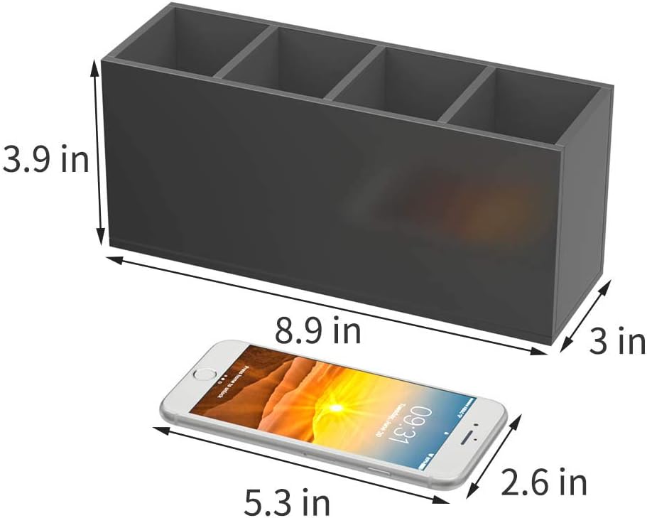 Acrylic Pen Holder 4 Compartments, Clear Desk Pencil Organizer Cup