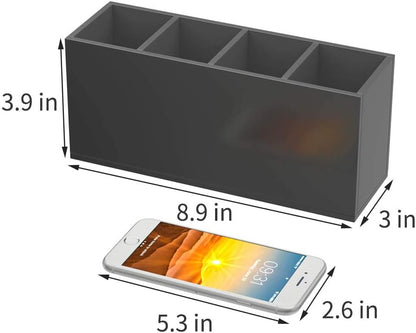 Acrylic Pen Holder 4 Compartments, Clear Desk Pencil Organizer Cup