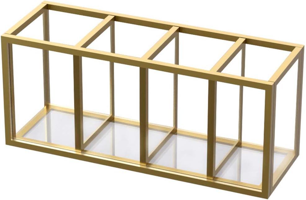 Acrylic Pen Holder 4 Compartments, Clear Desk Pencil Organizer Cup