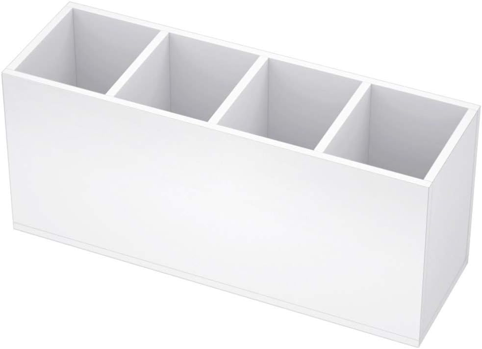 Acrylic Pen Holder 4 Compartments, Clear Desk Pencil Organizer Cup