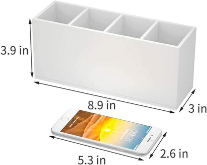 Acrylic Pen Holder 4 Compartments, Clear Desk Pencil Organizer Cup