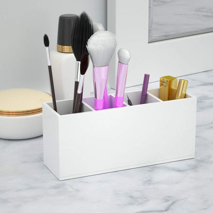 Acrylic Pen Holder 4 Compartments, Clear Desk Pencil Organizer Cup