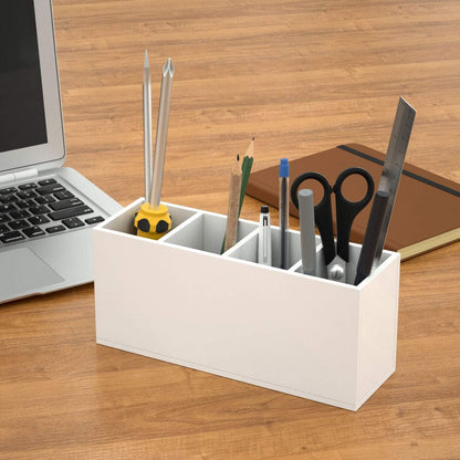 Acrylic Pen Holder 4 Compartments, Clear Desk Pencil Organizer Cup
