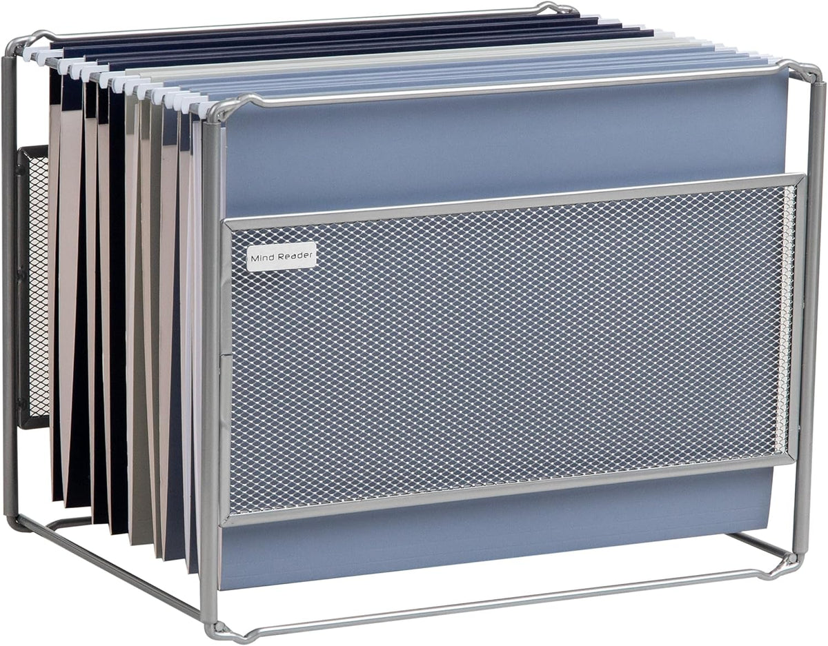 Letter Size Hanging File Folder Organizer, Metal Mesh, Silver