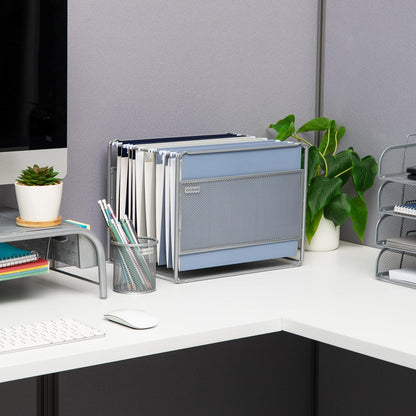 Letter Size Hanging File Folder Organizer, Metal Mesh, Silver
