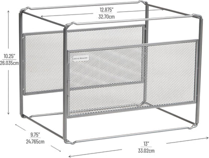 Letter Size Hanging File Folder Organizer, Metal Mesh, Silver