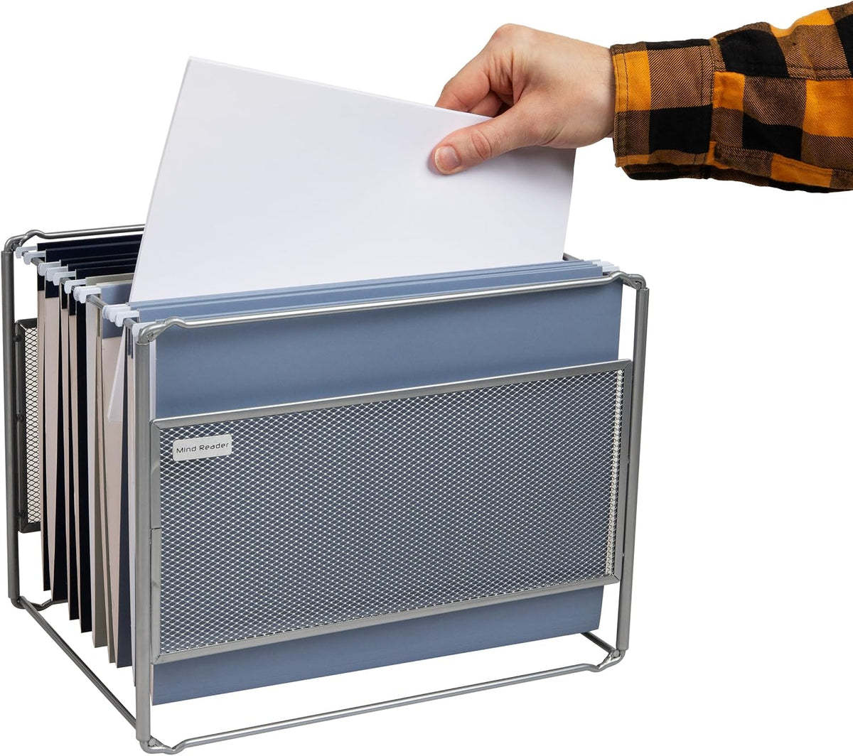 Letter Size Hanging File Folder Organizer, Metal Mesh, Silver