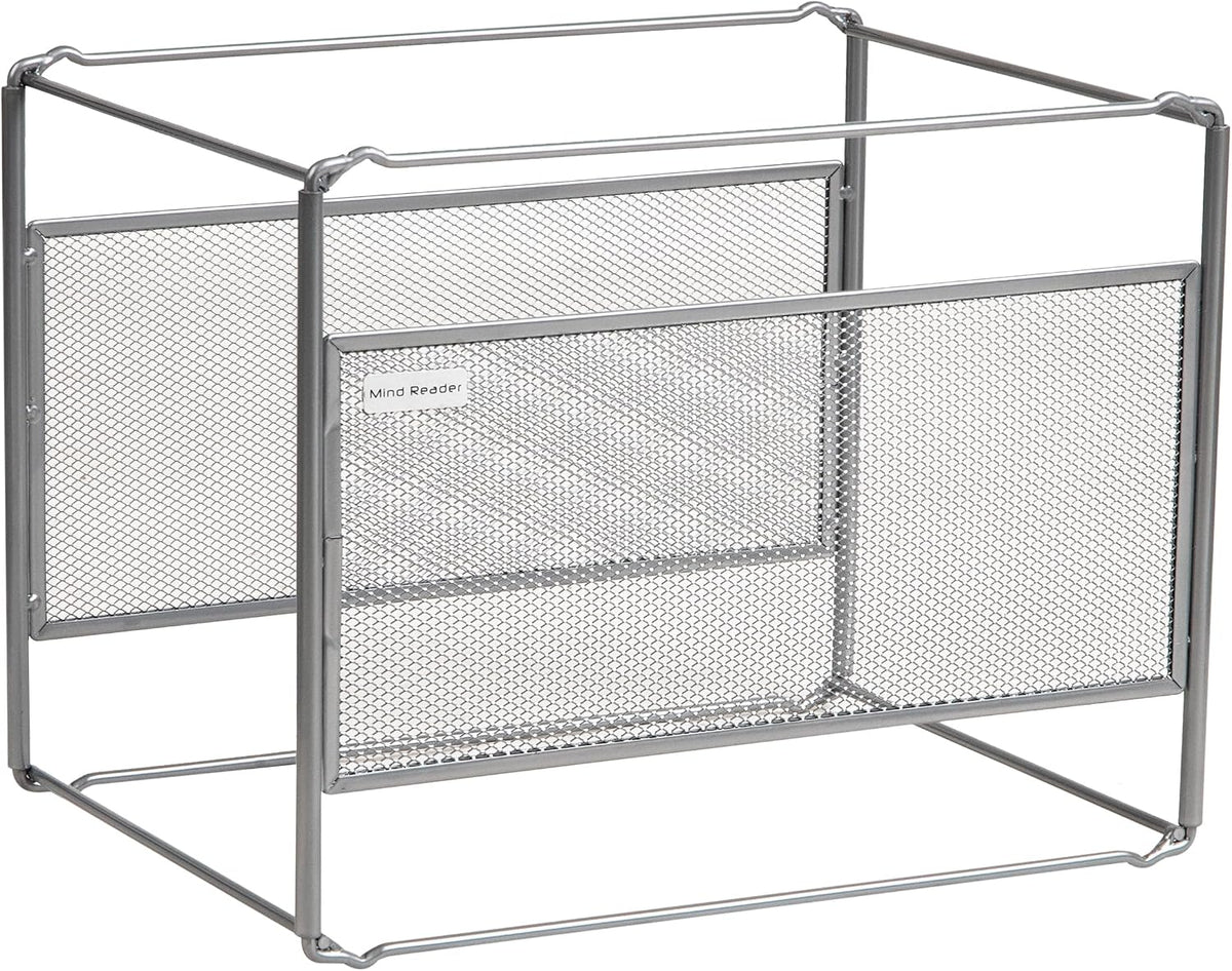Letter Size Hanging File Folder Organizer, Metal Mesh, Silver
