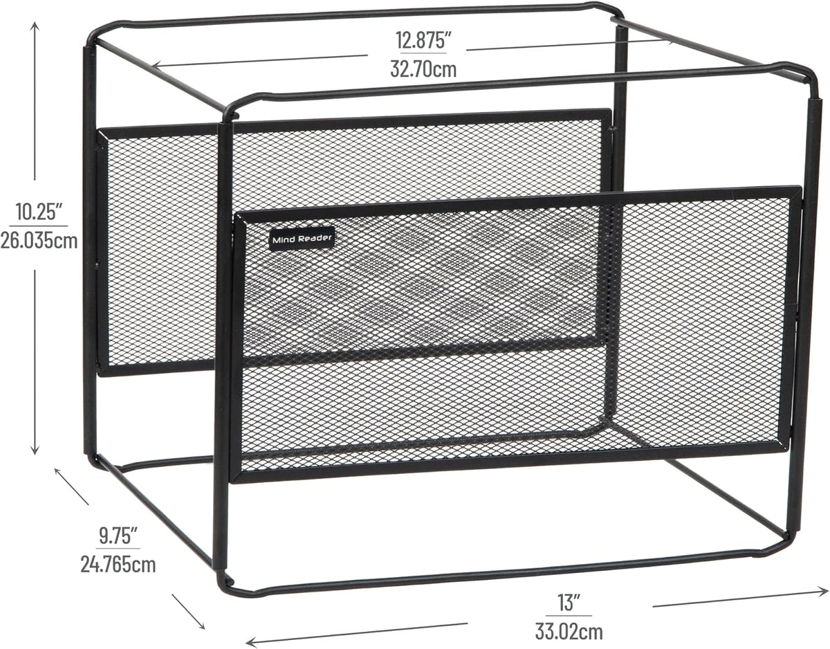 Letter Size Hanging File Folder Organizer, Metal Mesh, Silver