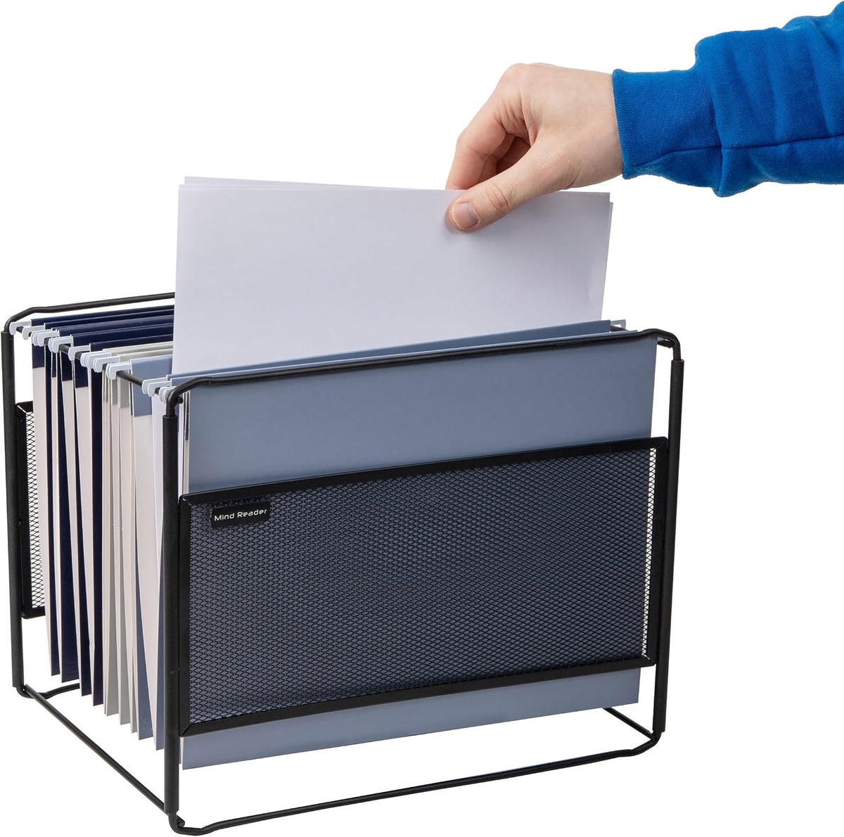 Letter Size Hanging File Folder Organizer, Metal Mesh, Silver