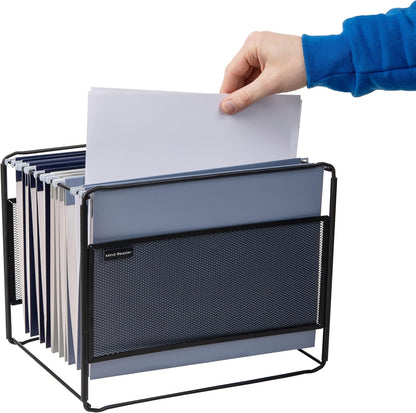 Letter Size Hanging File Folder Organizer, Metal Mesh, Silver
