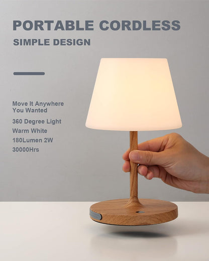 Outdoor Table Lamp, Shower Lamp Waterproof (Wood Grain H9.6in)