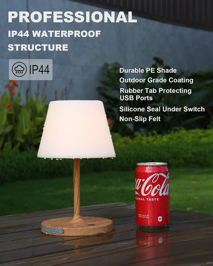 Outdoor Table Lamp, Shower Lamp Waterproof (Wood Grain H9.6in)