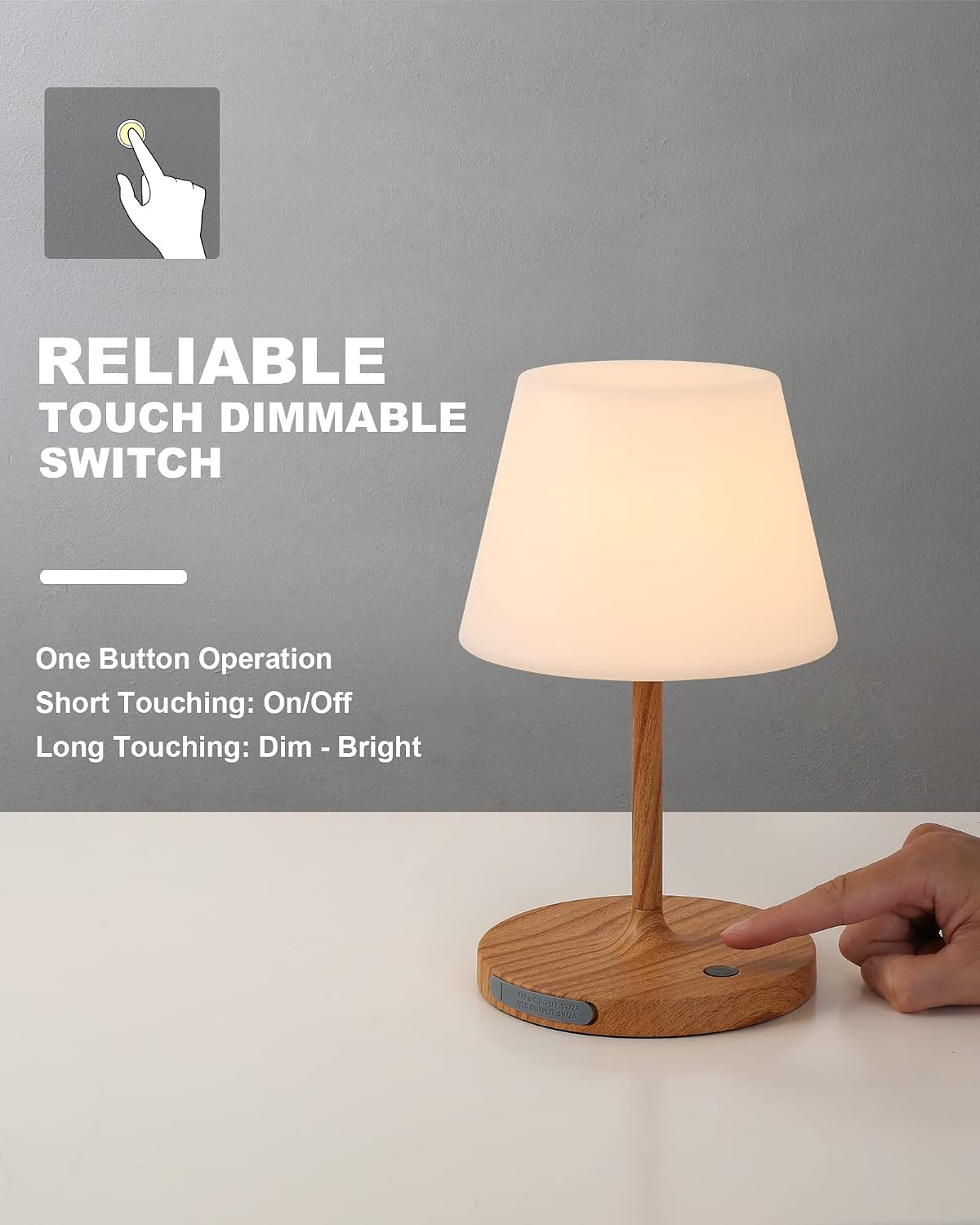 Outdoor Table Lamp, Shower Lamp Waterproof (Wood Grain H9.6in)