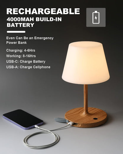 Outdoor Table Lamp, Shower Lamp Waterproof (Wood Grain H9.6in)