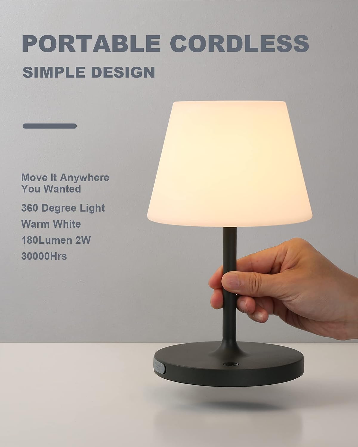 Outdoor Table Lamp, Shower Lamp Waterproof (Wood Grain H9.6in)