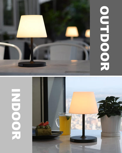 Outdoor Table Lamp, Shower Lamp Waterproof (Wood Grain H9.6in)